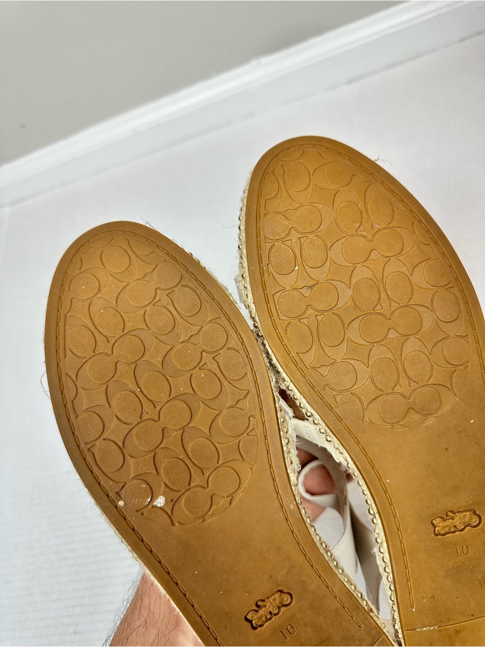 Coach Carissa Leather Women's Espadrille Chalk Gold Pearl | C2794 - Size 10 B - Picture 11 of 13